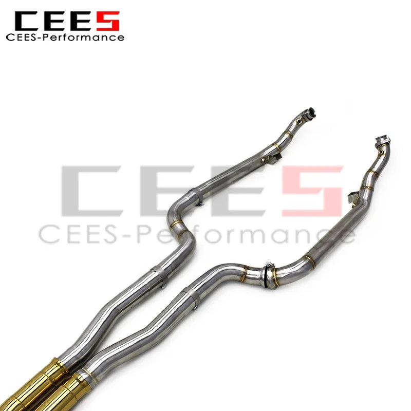 cees Exhaust Downpipe Catback System for Mercedes-Benz C63 AMG W204 6.2L 2011-2015 Gold SS304 Pipes Valvetronic Exhaust System