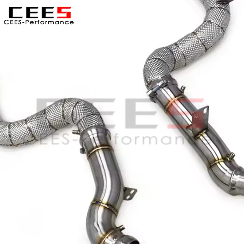 CEES Stainless Steel Exhaust Downpipe for Mercedes-Benz GLE63 AMG 4.0T W166 2016-2023 with OPF Downpipe Heat Shield Header
