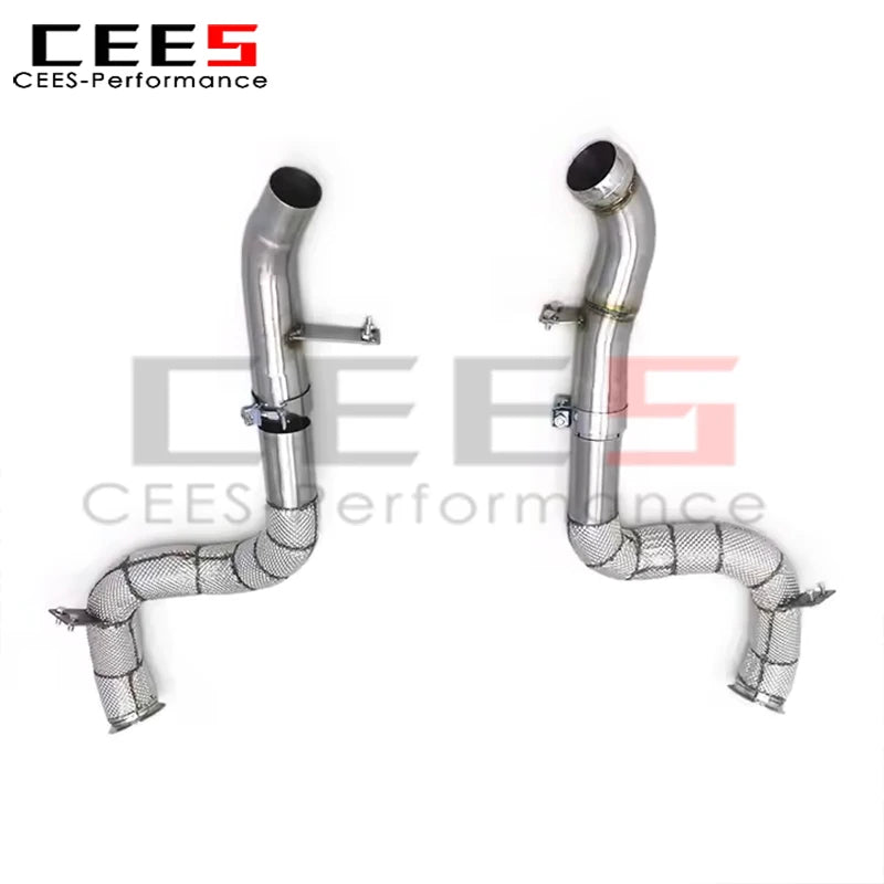 cees With Cat Downpipe for Mercedes-Benz GLC63 GLC63S AMG 4.0T 2016-2022 Stainless Steel Catalyst Catted Downpipe Manifold