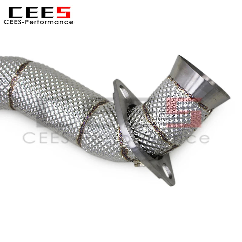 cees Free Flow Downpipe Exhaust System for Ford Mustang 2.3T 2015-2022 Stainless Steel Pipe Exhaust Downpipe with Heat Shield