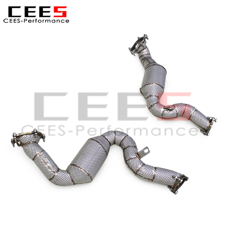 cees for Audi RS6 RS7 S6 S7 C7 4.0T 2014-2018 Stainless Steel Heat shield Downpipe Exhaust System