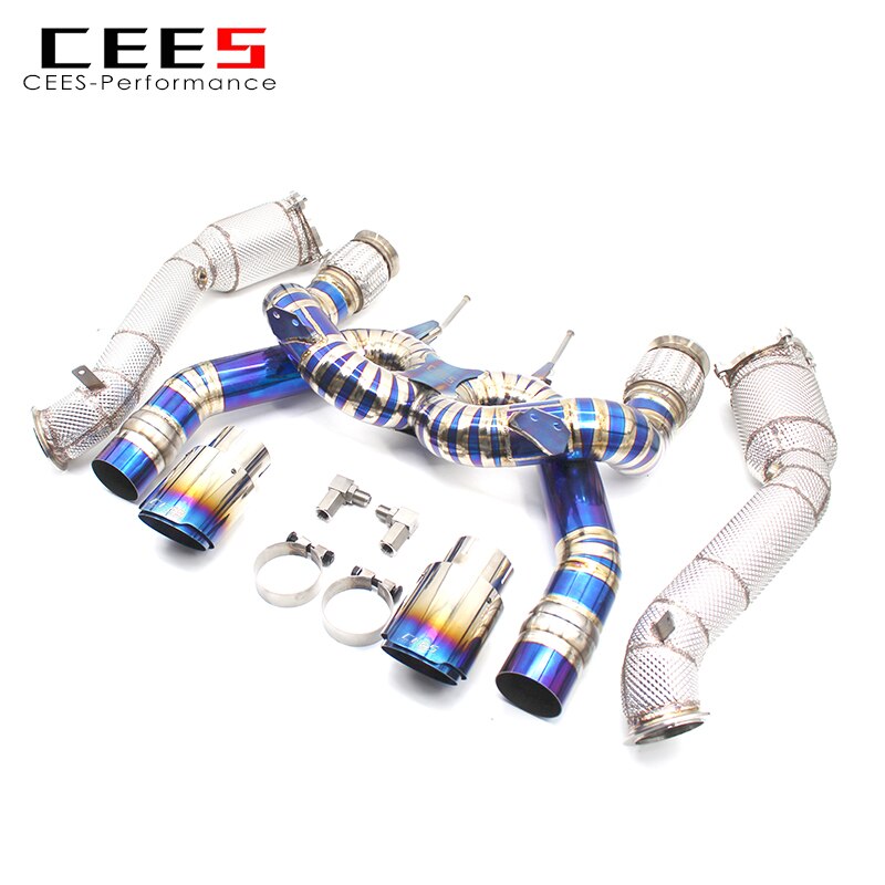 CEES Titanium Alloy Exhaust System Performance Catback Downpipe for McLaren 720SHigh flow catted Downpipe upgradeValve Muffler
