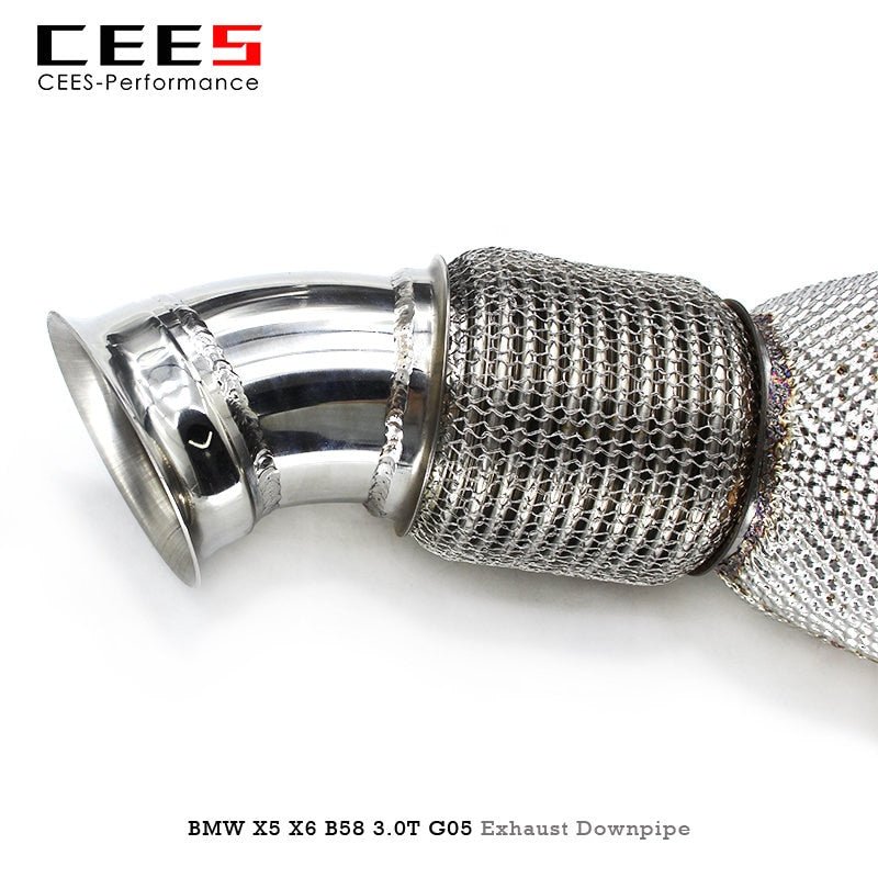 CEES Downpipe for BMW X5/X6 B58 3.0T G05 2019-2022 High Flow Catted Performance Downpipe Exhaust with Catalyst Downpipe