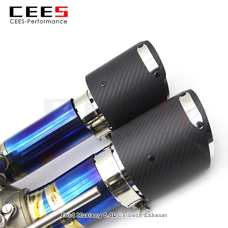 CEES Catback Exhaust for Ford Mustang 3.7 5.0L 2011-2019 Tuning Performance Titanium Valve Control Exhaust System Carbon Tip
