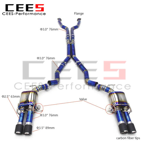 CEES Catback Exhaust Escape For BMW M5 E60 5.0L 2003-2010 Exhaust Pipe Muffler with Valve Exhaust System Titanium/Stainless Steel