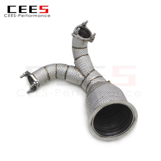 CEES Catless Exhaust Downpipe For Audi S4 S5 B9 3.0T 2019-2023 Stainless Steel Racing Exhaust Pipes Downpipes without catalyst