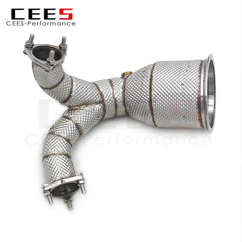 CEES Catless Exhaust Downpipe For Audi S4 S5 B9 3.0T 2019-2023 Stainless Steel Racing Exhaust Pipes Downpipes without catalyst