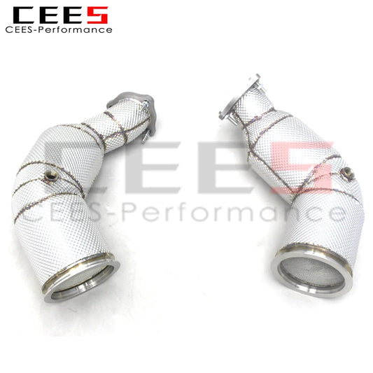 CEES Catted Downpipes For Audi RS5 B9 2.9T 2019-2023 Stainless Steel Downpipe with catalyst Car Exhaust Pipes With Heat Shield
