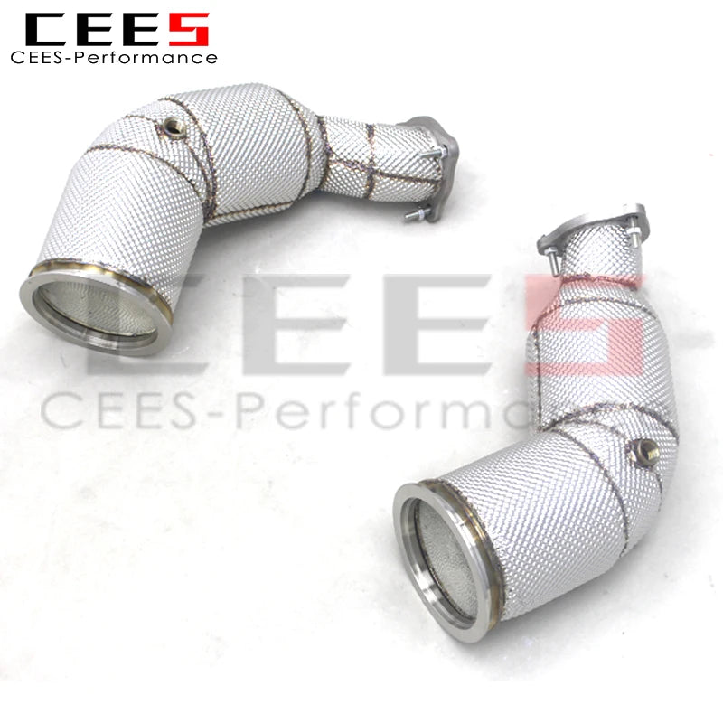 CEES Catted Downpipes For Audi RS5 B9 2.9T 2019-2023 Stainless Steel Downpipe with catalyst Car Exhaust Pipes With Heat Shield