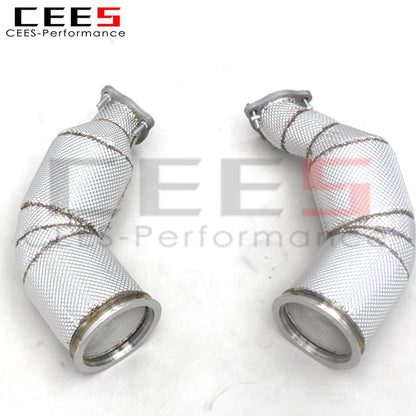 CEES Catted Downpipes For Audi RS5 B9 2.9T 2019-2023 Stainless Steel Downpipe with catalyst Car Exhaust Pipes With Heat Shield