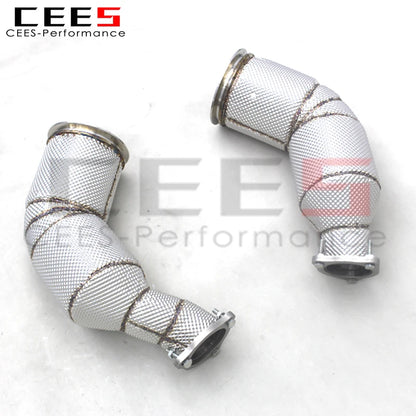 CEES Catted Downpipes For Audi RS5 B9 2.9T 2019-2023 Stainless Steel Downpipe with catalyst Car Exhaust Pipes With Heat Shield