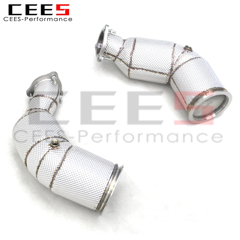 CEES Catted Downpipes For Audi RS5 B9 2.9T 2019-2023 Stainless Steel Downpipe with catalyst Car Exhaust Pipes With Heat Shield