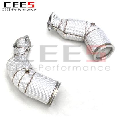 CEES Catted Downpipes For Audi RS5 B9 2.9T 2019-2023 Stainless Steel Downpipe with catalyst Car Exhaust Pipes With Heat Shield