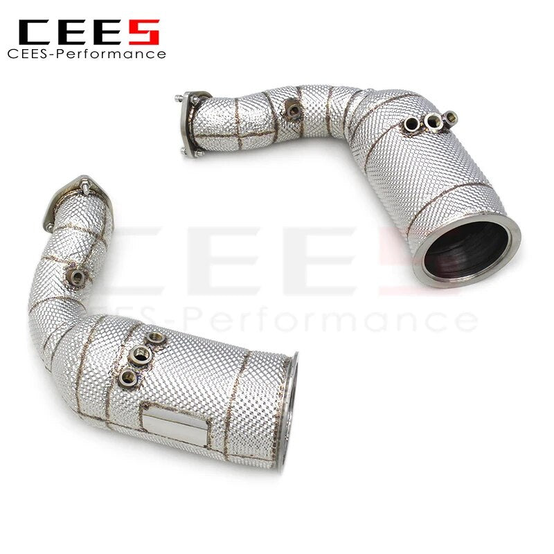 CEES Catted Exhaust Downpipe For Audi RSQ8 4.0T 2022-2023 304 Stainless Steel Downpipe with catalyst Car Exhaust Pipes