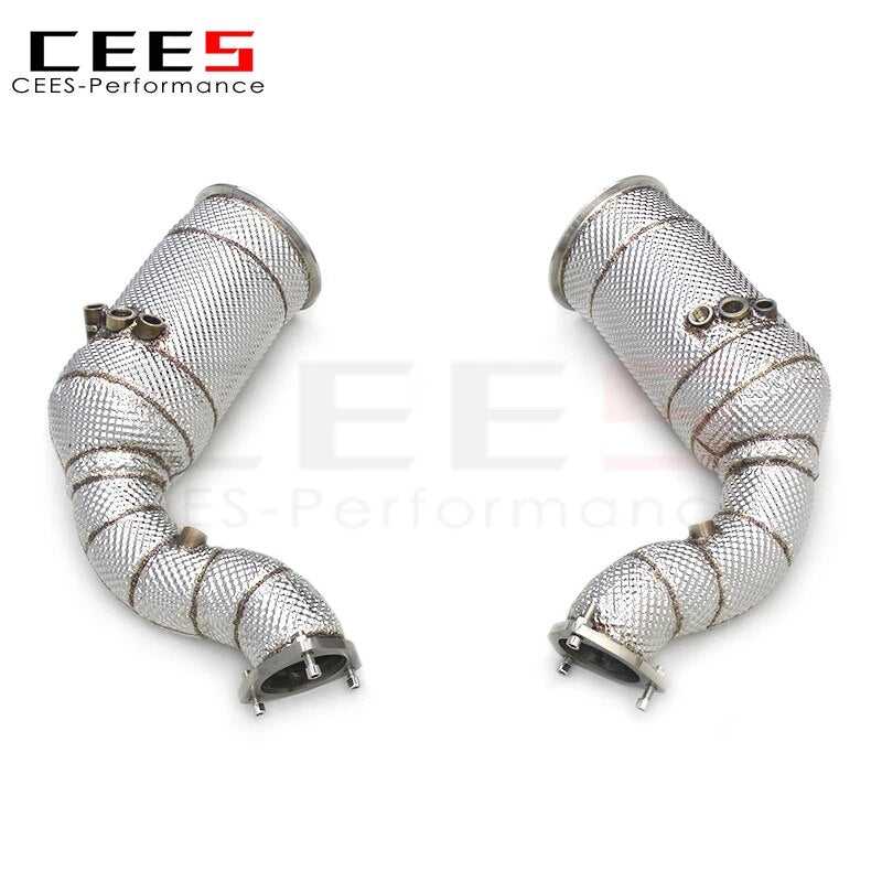 CEES Catted Exhaust Downpipe For Audi RSQ8 4.0T 2022-2023 304 Stainless Steel Downpipe with catalyst Car Exhaust Pipes