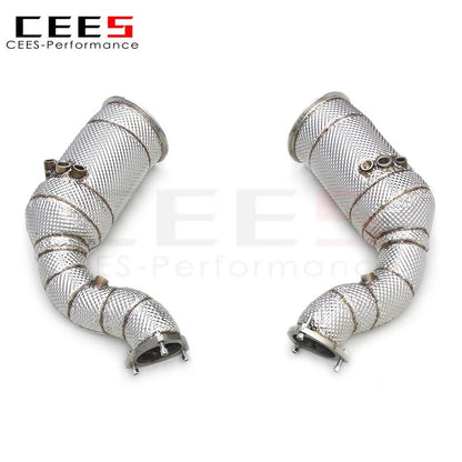 CEES Catted Exhaust Downpipe For Audi RSQ8 4.0T 2022-2023 304 Stainless Steel Downpipe with catalyst Car Exhaust Pipes