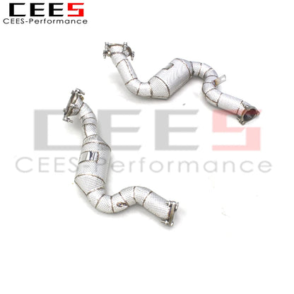 CEES Downpipe For AUDI RS6 4.0T 2013-2018 Stainless Steel Exhaust Downpipe High flow catted downpipe