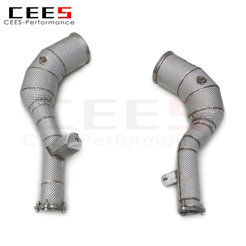 CEES Exhaust Downpipe For Audi RS6 C8 4 For Audi RS6 C8 4.0T 2021-2023 Exhaust pipe Stainless Steel High Flow catted downpipe