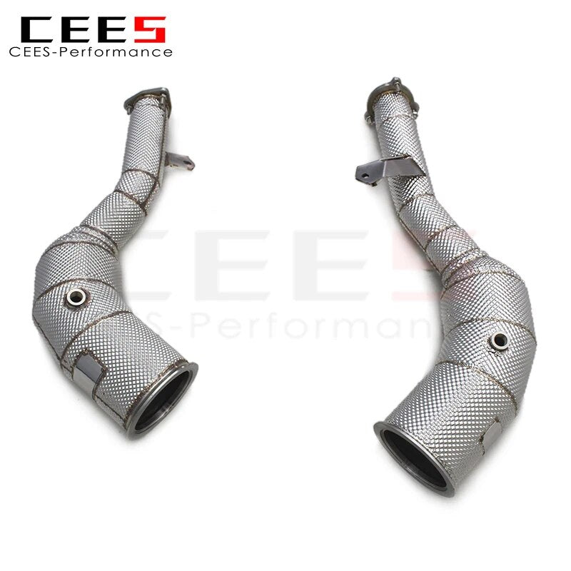 CEES Exhaust Downpipe For Audi RS6 C8 4 For Audi RS6 C8 4.0T 2021-2023 Exhaust pipe Stainless Steel High Flow catted downpipe