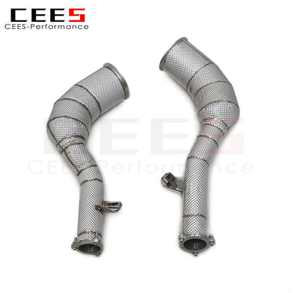 CEES Exhaust Downpipe For Audi RS6 C8 4 For Audi RS6 C8 4.0T 2021-2023 Exhaust pipe Stainless Steel High Flow catted downpipe