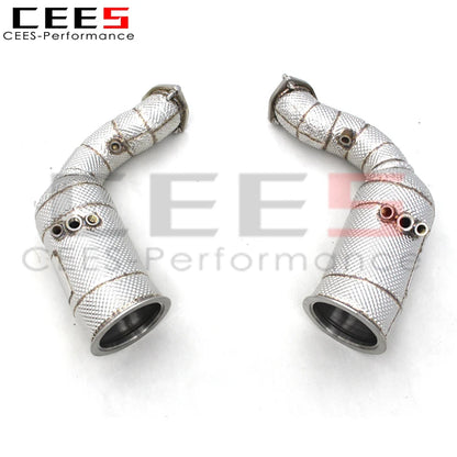 CEES Exhaust Downpipe For Audi RSQ8 4.0T 2022-2023 with catalyst High flow catted downpipe  Exhaust System