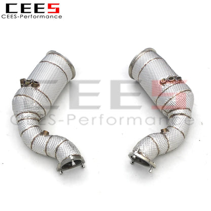 CEES Exhaust Downpipe For Audi RSQ8 4.0T 2022-2023 with catalyst High flow catted downpipe  Exhaust System