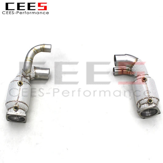 CEES  Exhaust Downpipe For Porsche 911 991/991.2 Carrera 3.0 2011+ Stainless Steel Downpipe 100 200 300 400 Cell Cats