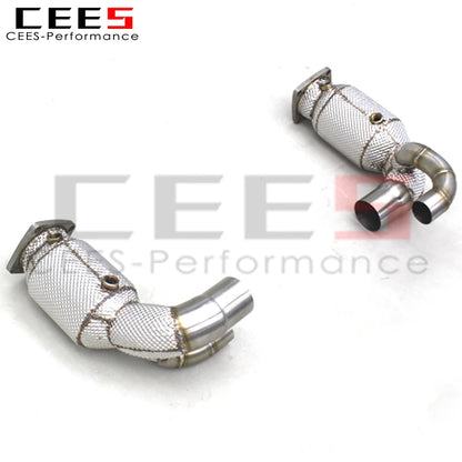 CEES  Exhaust Downpipe For Porsche 911 991/991.2 Carrera 3.0 2011+ Stainless Steel Downpipe 100 200 300 400 Cell Cats