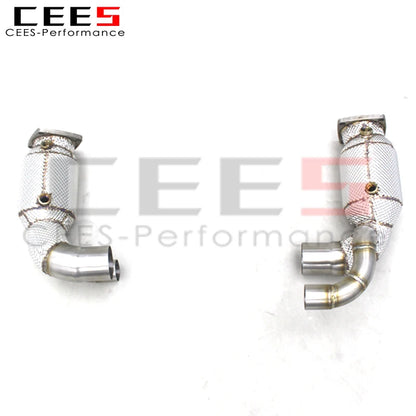 CEES  Exhaust Downpipe For Porsche 911 991/991.2 Carrera 3.0 2011+ Stainless Steel Downpipe 100 200 300 400 Cell Cats