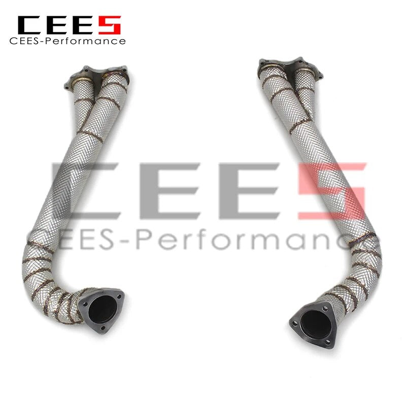 CEES For Porsche 718 Cayman GT4 4.0L 2016-2021 catless exhaust pipe heat shield downpipe Exhaust Pipe System