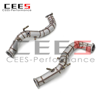 CEES For Porsche 718 Cayman GT4 4.0L 2016-2021 catless exhaust pipe heat shield downpipe Exhaust Pipe System