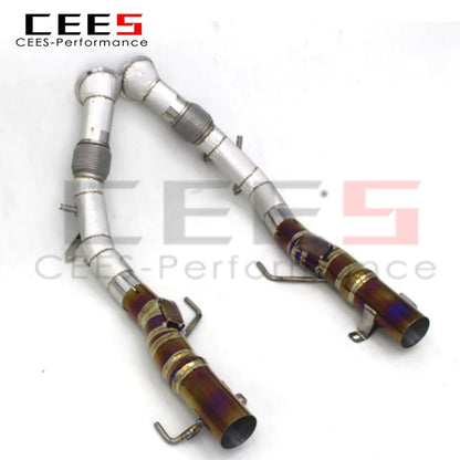 CEES  Performance Catback Exhaust Downpipe Titanium Exhaust Pipe For Ferrari SF90 3.9T V8 2019-2023 Downpipe without catalyst