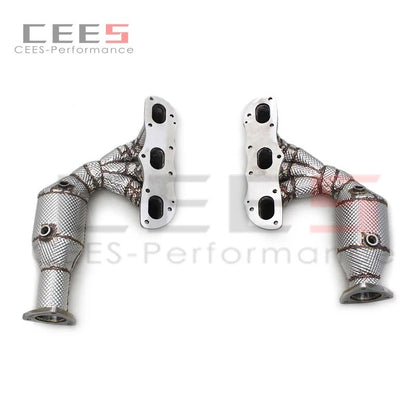 CEES Performance Engine  Exhaust t Header manifold For PORSCHE 911 991/991.1 3.8 Carrera 2011- Downpipe with catal