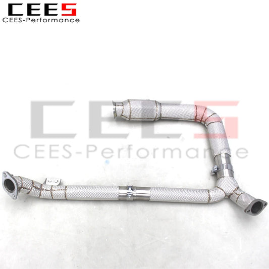 CEES  Price SUS304 Exhaust Catted Downpipe For PORSCHE 718 2.0T 2016-2023 Boxster/Cayman 100 200 300 cell Downpipe