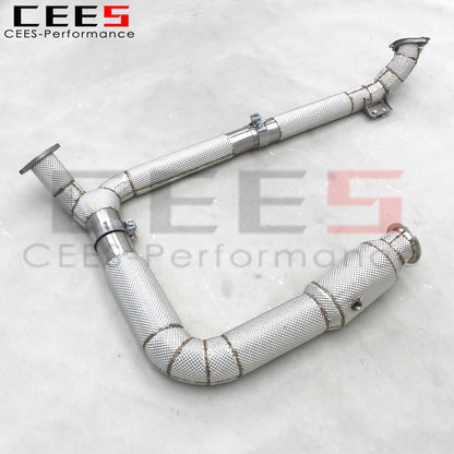 CEES  Price SUS304 Exhaust Catted Downpipe For PORSCHE 718 2.0T 2016-2023 Boxster/Cayman 100 200 300 cell Downpipe