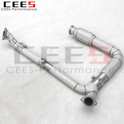 CEES  Price SUS304 Exhaust Catted Downpipe For PORSCHE 718 2.0T 2016-2023 Boxster/Cayman 100 200 300 cell Downpipe