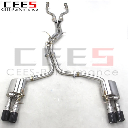 CEES   Price T304 Stainless Steel Tuning Exhaust Catback For Audi S6/S7 C7 4.0T 2013-2018 Valve Muffler Exhaust Pipe