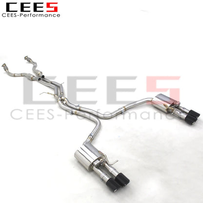 CEES   Price T304 Stainless Steel Tuning Exhaust Catback For Audi S6/S7 C7 4.0T 2013-2018 Valve Muffler Exhaust Pipe