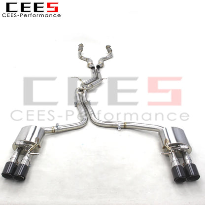 CEES   Price T304 Stainless Steel Tuning Exhaust Catback For Audi S6/S7 C7 4.0T 2013-2018 Valve Muffler Exhaust Pipe