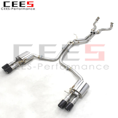 CEES   Price T304 Stainless Steel Tuning Exhaust Catback For Audi S6/S7 C7 4.0T 2013-2018 Valve Muffler Exhaust Pipe