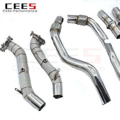 CEES SS304 Performance Exhaust Downpipe For Audi S8 4.0T 2013-2016 tuning Car Exhaust System Catless downpipe without catalyst