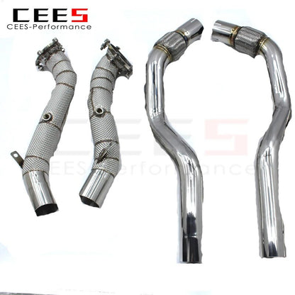 CEES SS304 Performance Exhaust Downpipe For Audi S8 4.0T 2013-2016 tuning Car Exhaust System Catless downpipe without catalyst