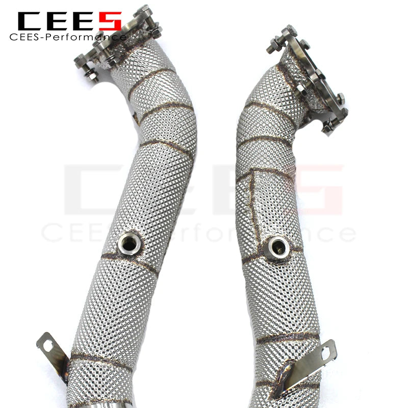 CEES SS304 Performance Exhaust Downpipe For Audi S8 4.0T 2013-2016 tuning Car Exhaust System Catless downpipe without catalyst