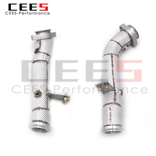 CEES Straight Downpipe For Mercedes-Benz E43 AMG 3.0TT 2016-2018 Stainless Steel Exhaust Downpipe With Heat Shield Exhaust Pipes