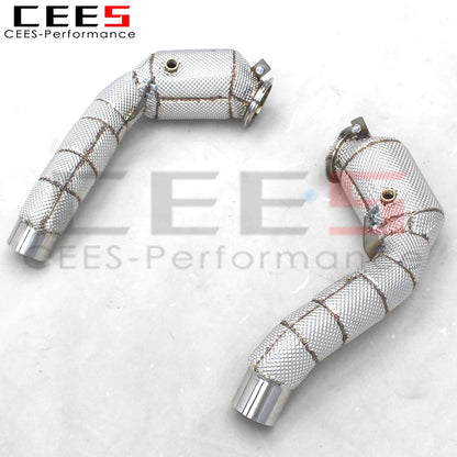 CEES T304 Steel Exhaust catted Downpipe with 100/200/300 Cell Downpipe For BMW M5/M6 F10/F06 4.4T 2012-2016 Tune Exhaust pipe