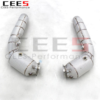 CEES T304 Steel Exhaust catted Downpipe with 100/200/300 Cell Downpipe For BMW M5/M6 F10/F06 4.4T 2012-2016 Tune Exhaust pipe