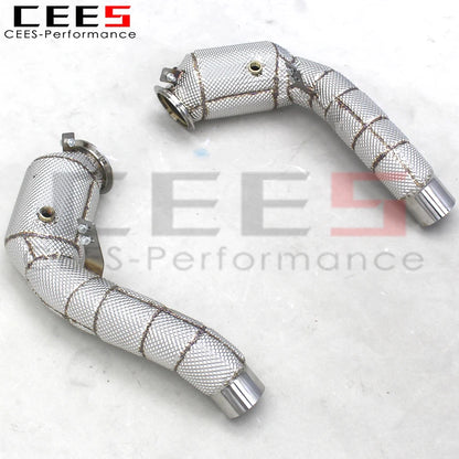 CEES T304 Steel Exhaust catted Downpipe with 100/200/300 Cell Downpipe For BMW M5/M6 F10/F06 4.4T 2012-2016 Tune Exhaust pipe