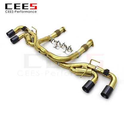 CEES Valvetronic Catback Exhaust Systems For Chevrolet CORVETTE C8 2019-2023 Plating gold SS304 Car tuning Exhaust Pipes