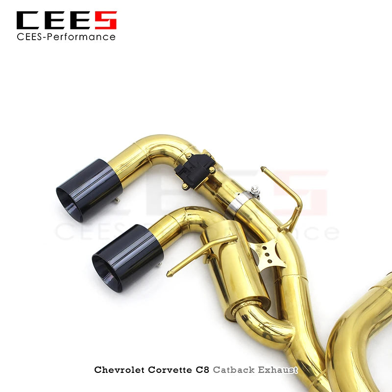 CEES Valvetronic Catback Exhaust Systems For Chevrolet CORVETTE C8 2019-2023 Plating gold SS304 Car tuning Exhaust Pipes