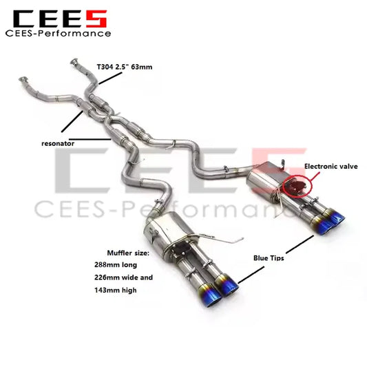 CEES Valvetronic Exhaust Pipe Assembly for BMW M3 E90/E92/E93 4.0L 2008-2013 SS304 Stainless Steel Racing Catback Exhaust System